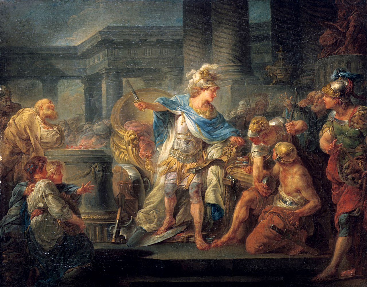 Alexandre el Gran tallant el nus gordià