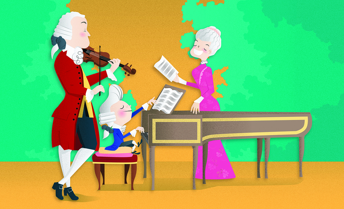 Mozart assaja amb el pare i la germana Mozart assaja amb el pare i la germana
