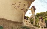 Pintors prehistòrics en plena feina Pintors prehistòrics en plena feina