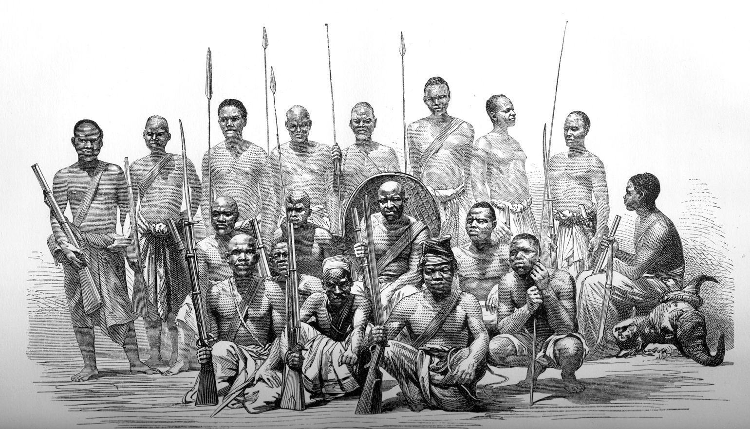 L'equip de guerrers africans que protegia l'expedició L'equip de guerrers africans que protegia l'expedició