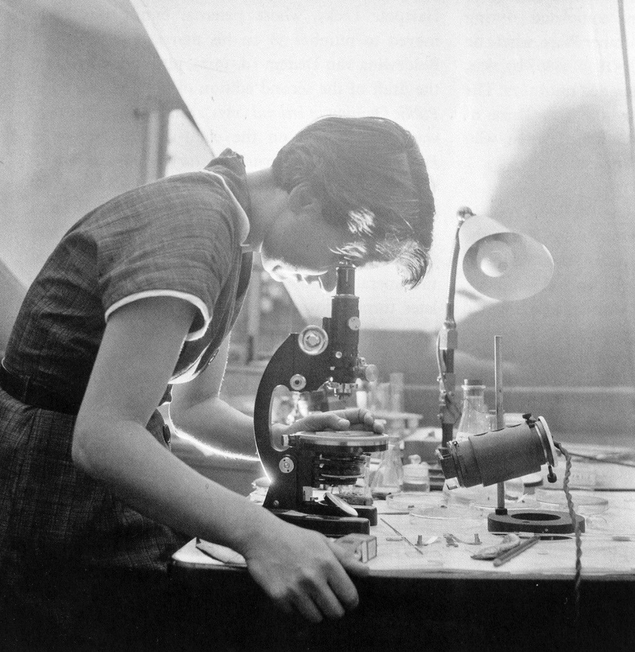 Rosalind Franklin mira pel microscopi Rosalind Franklin mira pel microscopi